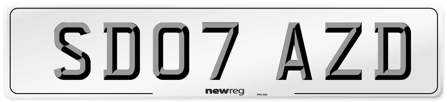SD07 AZD Number Plate from New Reg